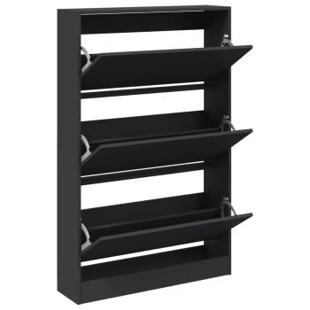Schuhschrank Schwarz 80x21x125,5 cm Holzwerkstoff