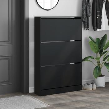 Schuhschrank Schwarz 80x21x125,5 cm Holzwerkstoff