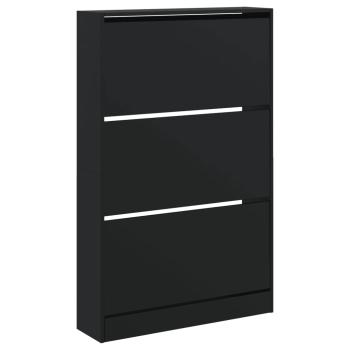 Schuhschrank Schwarz 80x21x125,5 cm Holzwerkstoff