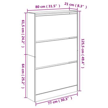 Schuhschrank Schwarz 80x21x125,5 cm Holzwerkstoff