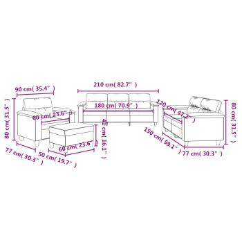 4-tlg. Sofagarnitur mit Kissen Taupe Mikrofasergewebe