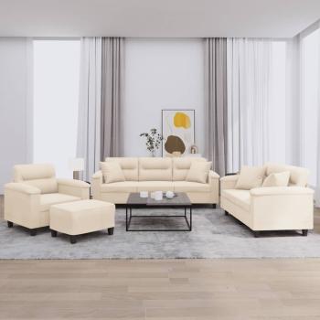 ARDEBO.de - 4-tlg. Sofagarnitur mit Kissen Beige Mikrofasergewebe