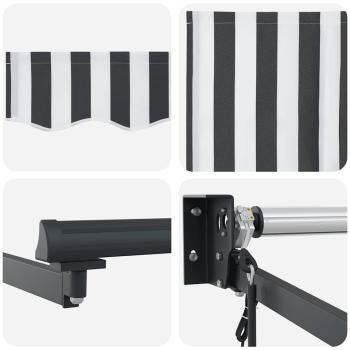 ARDEBO.de - Markise Einziehbar Anthrazit und Weiß 5x3 m Stoff und Aluminium