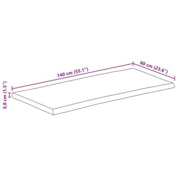 Tischplatte mit Baumkante 140x60x3,8 cm Massivholz Mango