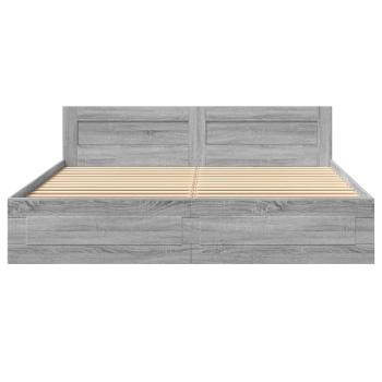 Bettgestell mit Kopfteil Grau Sonoma 180x200 cm Holzwerkstoff