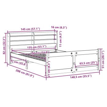 Bettgestell mit Kopfteil ohne Matratze 135x190 cm