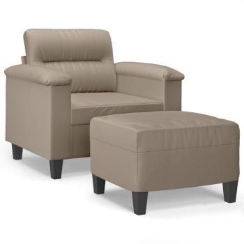 Sessel mit Hocker Taupe 60 cm Mikrofasergewebe