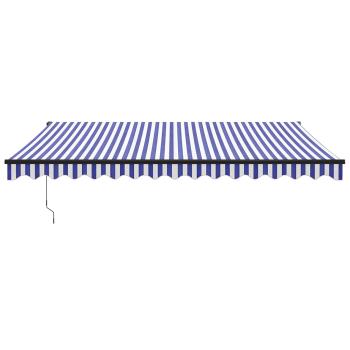 Elektrische Markise mit Kurbel Blau und Weiß 4x3 m