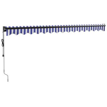 Elektrische Markise mit Kurbel Blau und Weiß 4x3 m