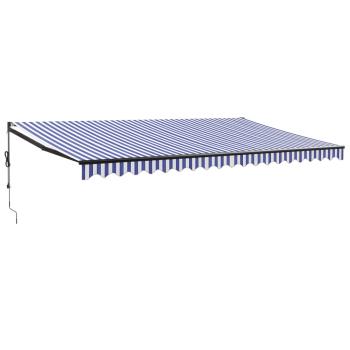 Elektrische Markise mit Kurbel Blau und Weiß 5x3 m