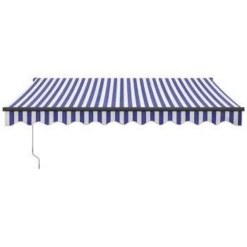 Elektrische Markise mit Kurbel Blau und Weiß 3,5x2,5 m