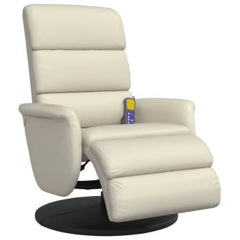 Massagesessel mit Fußteil Creme Kunstleder