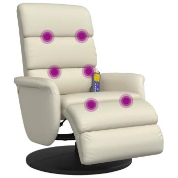 Massagesessel mit Fußteil Creme Kunstleder