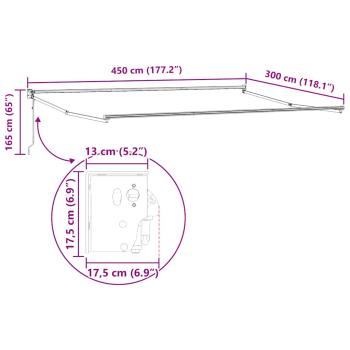 ARDEBO.de - Markise Einziehbar Anthrazit und Weiß 4,5x3 m Stoff & Aluminium