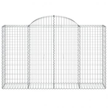 Gabionen mit Hochbogen 14Stk. 200x50x120/140cm Verzinktes Eisen