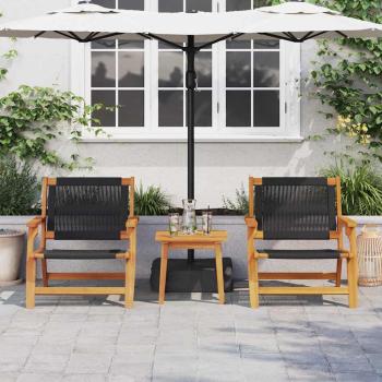 Gartenstühle mit Tisch 3er Set Schwarz Akazienholz