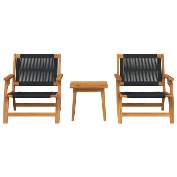 Gartenstühle mit Tisch 3er Set Schwarz Akazienholz