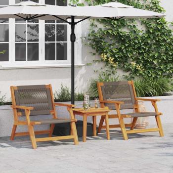 Gartenstühle mit Tisch 3er Set Grau Akazienholz