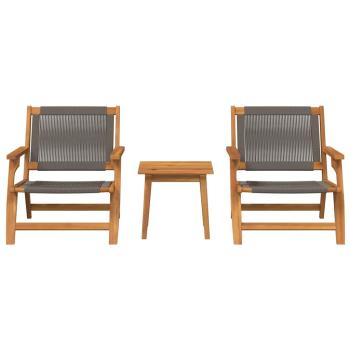 Gartenstühle mit Tisch 3er Set Grau Akazienholz