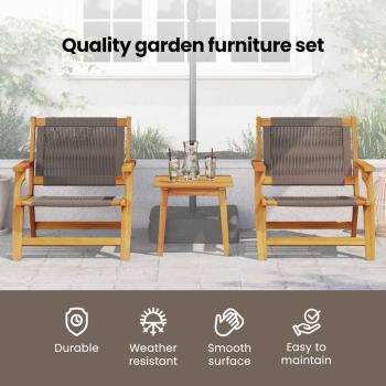 Gartenstühle mit Tisch 3er Set Grau Akazienholz
