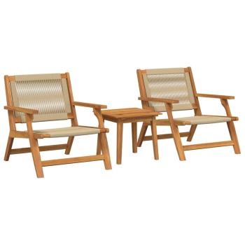 Gartenstuhl mit Tisch 3-teilig Beige Akazienholz