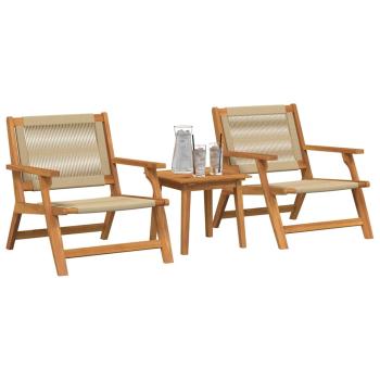 Gartenstuhl mit Tisch 3-teilig Beige Akazienholz