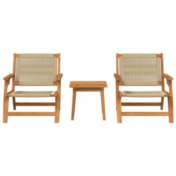 Gartenstuhl mit Tisch 3-teilig Beige Akazienholz