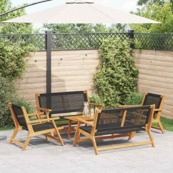 ARDEBO.de - Gartenset mit 5 Stühlen und Tisch in Schwarz aus massivem Akazienholz