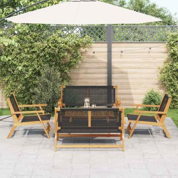 Gartenset mit 5 Stühlen und Tisch in Schwarz aus massivem Akazienholz