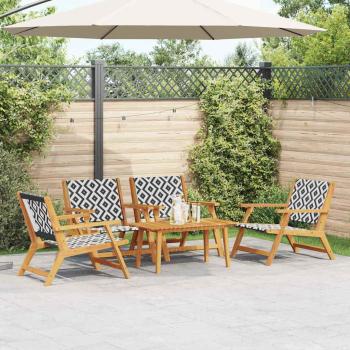 ARDEBO.de - Gartenstühle mit Tisch 5-teilig Schwarz und Weiß aus massivem Akazienholz