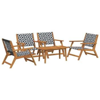 Gartenstühle mit Tisch 5-teilig Schwarz und Weiß aus massivem Akazienholz