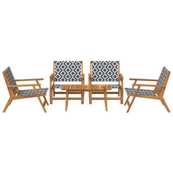 Gartenstühle mit Tisch 5-teilig Schwarz und Weiß aus massivem Akazienholz