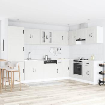 ARDEBO.de - Küchenschrank ""Kalmar"" mit Doppelwaschbecken Weiß Holzwerkstoff