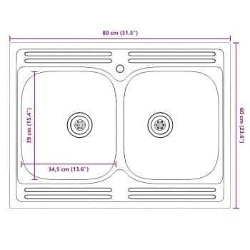 Küchenschrank ""Kalmar"" mit Doppelbecken in Beton Grau aus Holzwerkstoff