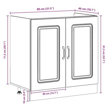 ARDEBO.de - Küchen-Schrank ""Kalmar"" mit doppelten Becken aus altem Holz, Holzwerkstoff