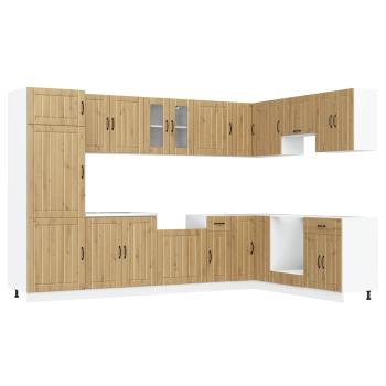 ARDEBO.de - Küchenschrank ""Lucca"" mit Doppelwaschbecken in Beton Grau aus Holzwerkstoff