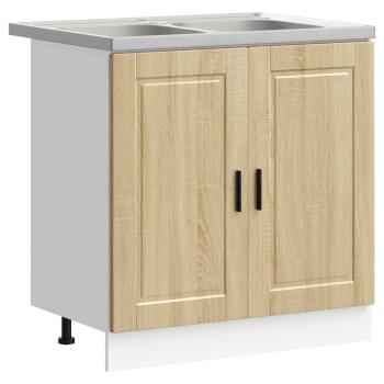 Waschbecken-Unterschrank ""Porto"" mit Waschbecken Sonoma Eiche 80x46x84,5 cm aus Holzwerkstoff