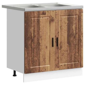 Unterschrank ""Porto"" mit Waschbecken Altes Holz 80x46x84,5 cm Ingenieurholz