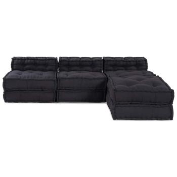 Modular Pouffes 4er Set in Anthrazit aus Stoff