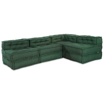 ARDEBO.de - Modularer Pouf 4er Set Grüner Stoff