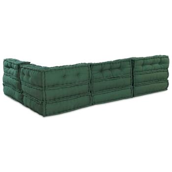 Modularer Pouf 4er Set Grüner Stoff
