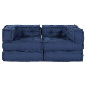 Modulare Poufs 2er Set Indigo Stoff