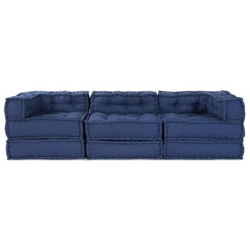 modulare Poufs 3er Set Indigo Stoff