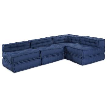 ARDEBO.de - Modulare Poufs - 4er Set aus Indigo Stoff