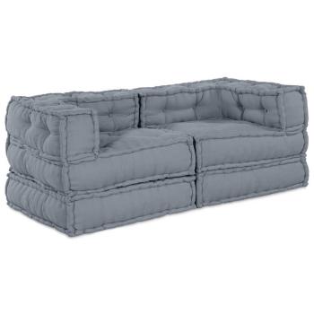 ARDEBO.de - Modulare Poufs 2er Set Grauer Stoff