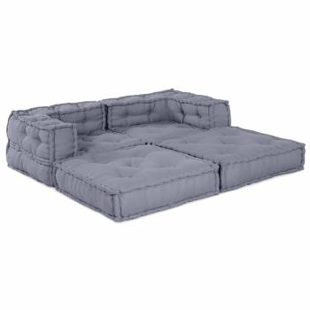 Modulare Poufs 2er Set Grauer Stoff