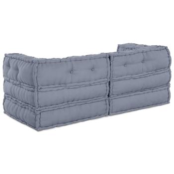 Modulare Poufs 2er Set Grauer Stoff