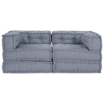 Modulare Poufs 2er Set Grauer Stoff