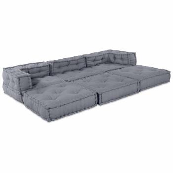 3-Sitzer Modular Pouffe Sofa Umwandelbar Graues Gewebe