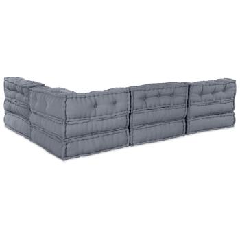 4-Sitzer Modular Pouffe Sofa Umwandelbar Graue Stoff